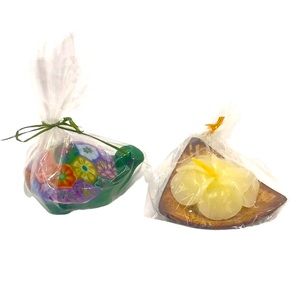 Vintage Millefiori Turtle Candle & Flower Candle Set